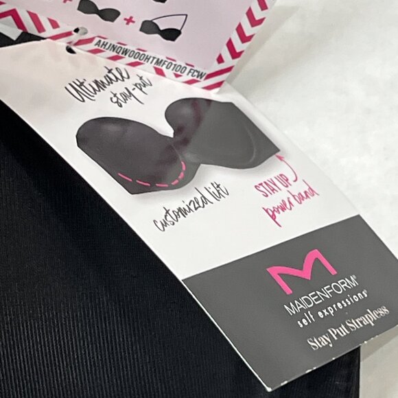 Maidenform Bra Womens 38C Black Underwire Self-Expressions Stay Put Strapless - Picture 5 of 7